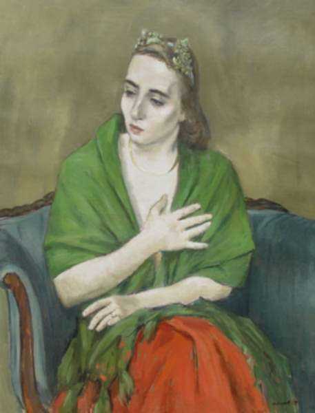 Painting by Alexander Brook: A Painting of Adaline Glasheen as a Writer's Muse, represented by Childs Gallery