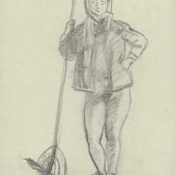 Drawing By Alexander Brook: [autumn Figure With Rake] At Childs Gallery