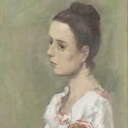 Painting By Alexander Brook: Girl In A Peasant Dress At Childs Gallery