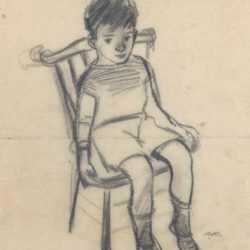 Drawing by Alexander Brook: Young Boy Seated (Brook Family Relative), represented by Childs Gallery