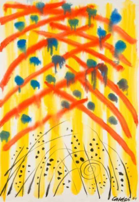 Watercolor by Alexander Calder: Young Rain, represented by Childs Gallery