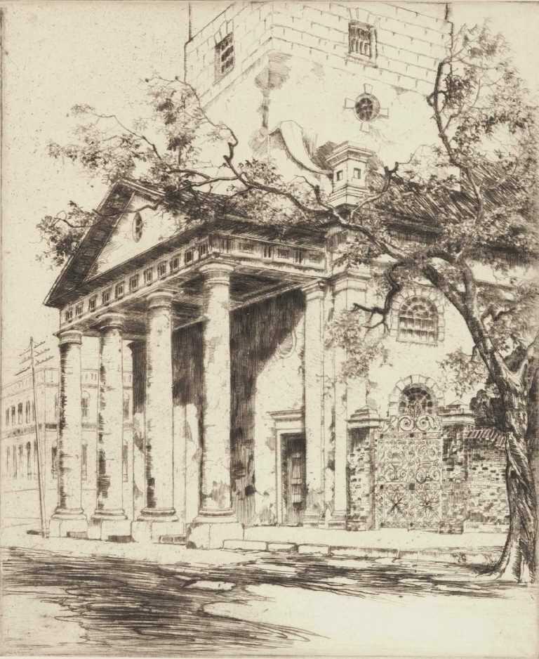 By Alfred Hutty: Old St. Michael's, Charleston At Childs Gallery