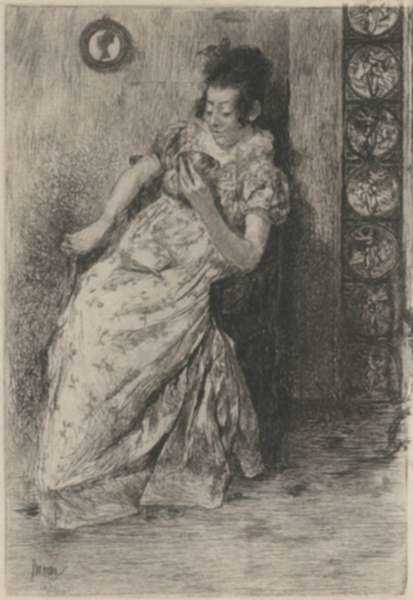 Print by Alfred Laurens Brennan: Divination In Tea-Leaves, [Brooklyn, NY], represented by Childs Gallery