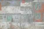 Pastel by Alice Ruggles Sohier: House in Winter, represented by Childs Gallery