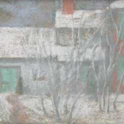 Pastel by Alice Ruggles Sohier: House in Winter, represented by Childs Gallery