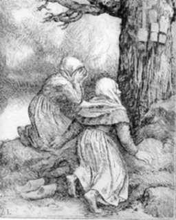 Print by Alphonse Legros: L'artre de Saint, represented by Childs Gallery