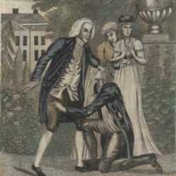 Print by Amos Doolittle: The Prodigal Son Returned to His Father, represented by Childs Gallery
