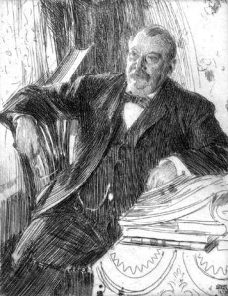 Print by Anders Zorn: Grover Cleveland II, represented by Childs Gallery