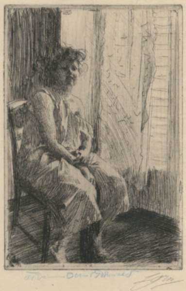 Print by Anders Zorn: Morning, represented by Childs Gallery