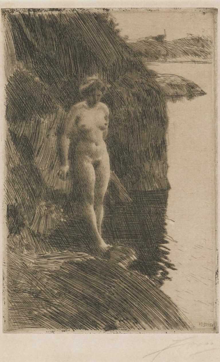 Print By Anders Zorn: Precipice At Childs Gallery