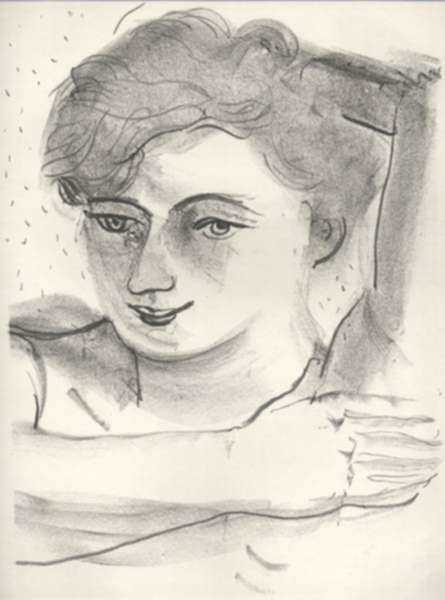 Print by André Derain: Tête de femme légèrement baissée, une main posée sous le bra, represented by Childs Gallery