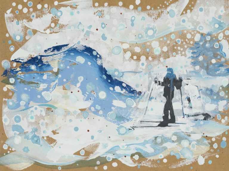 Painting By Andrew Fish: Skier At Childs Gallery