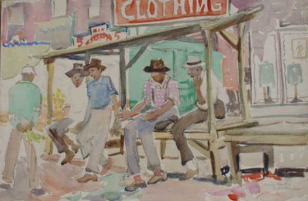 Watercolor by Anita Willets-Burnham: Chicago Ghetto, represented by Childs Gallery
