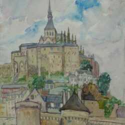 Watercolor by Anita Willets-Burnham: Mont St. Michel, France, represented by Childs Gallery
