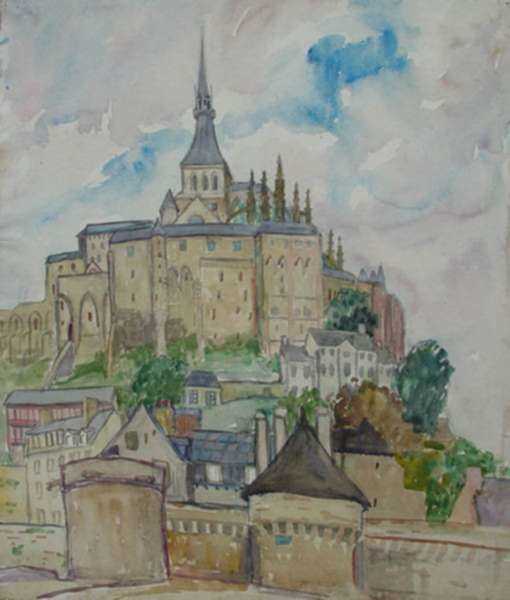 Watercolor by Anita Willets-Burnham: Mont St. Michel, France, represented by Childs Gallery