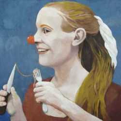 Painting by Anne Lyman Powers: [Girl with Clown Nose], represented by Childs Gallery