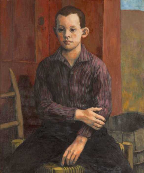 Painting by Anne Lyman Powers: [Portrait of a Seated Boy], represented by Childs Gallery
