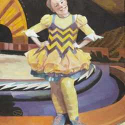 Painting by Anne Lyman Powers: Busy Bee Clown, represented by Childs Gallery
