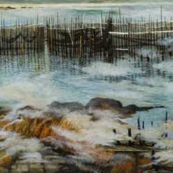 Painting by Anne Lyman Powers: Fish Weirs at Campobello, represented by Childs Gallery