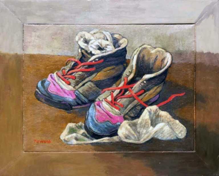 Painting by Anne Lyman Powers: Footgear, represented by Childs Gallery