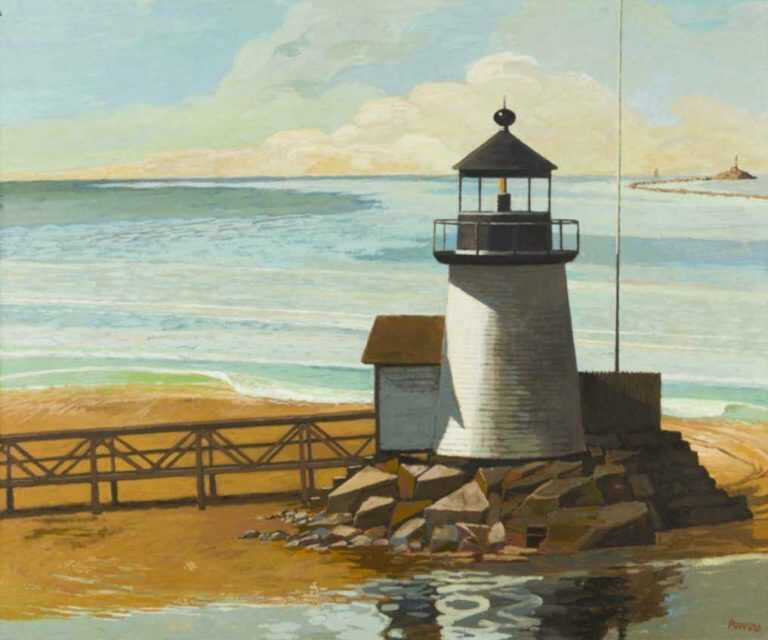Painting by Anne Lyman Powers: Harbor Light (Nantucket), represented by Childs Gallery
