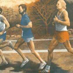 Print by Anne Lyman Powers: Jogging, represented by Childs Gallery