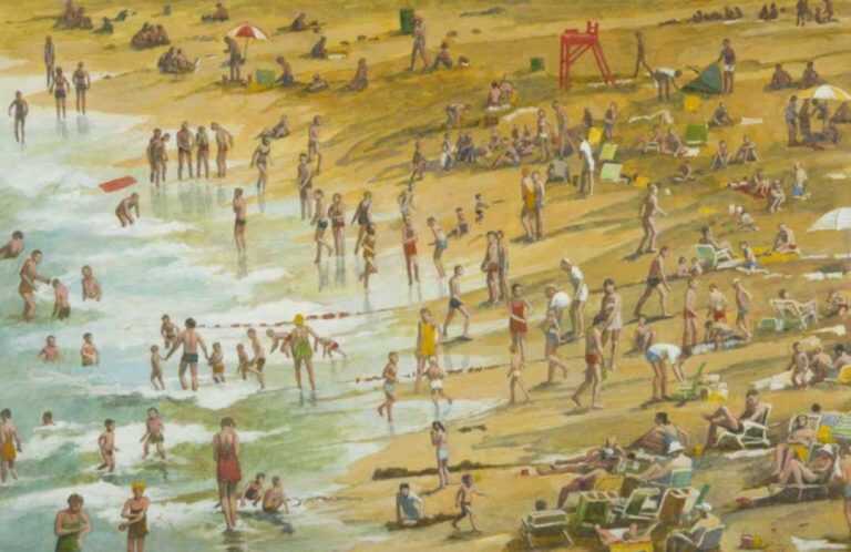 Painting by Anne Lyman Powers: Keeping Cool (View of Singing Beach), represented by Childs Gallery