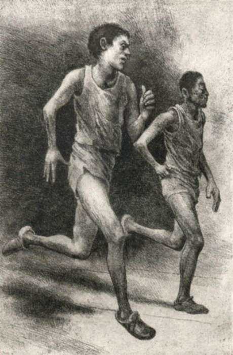 Print by Anne Lyman Powers: Sprinters, represented by Childs Gallery