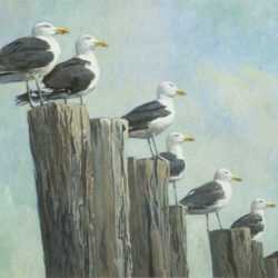Painting by Anne Lyman Powers: The Line-Up, represented by Childs Gallery