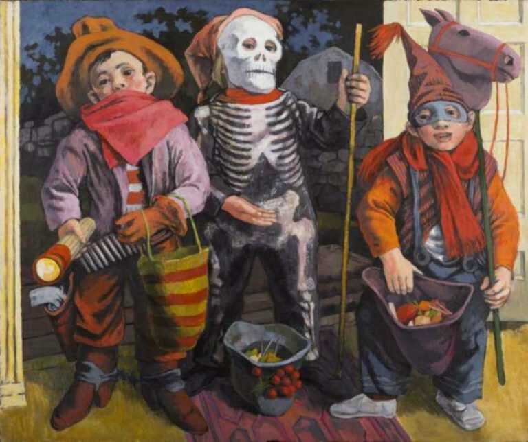 Painting by Anne Lyman Powers: Trick or Treat, represented by Childs Gallery