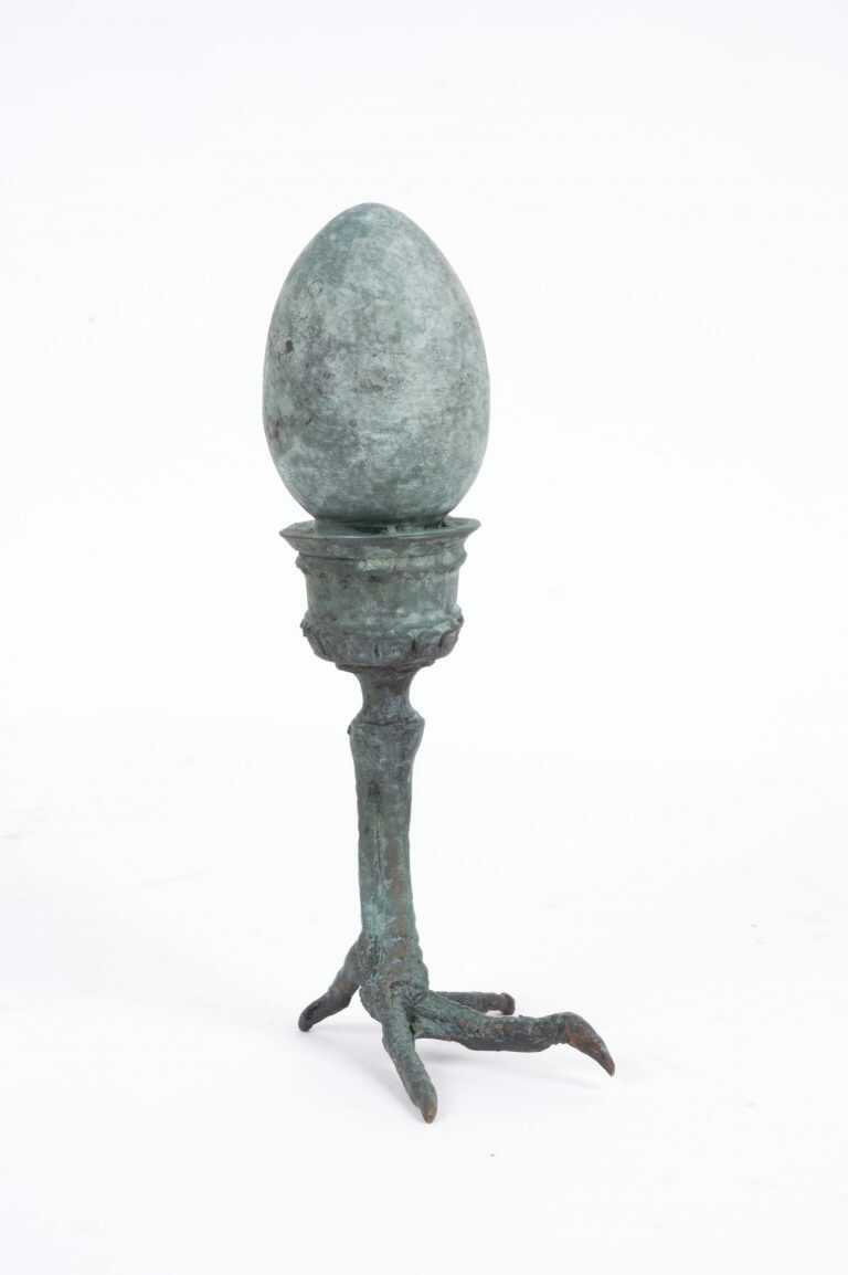 Sculpture by Annemarie Petri: The chicken or the egg, available at Childs Gallery, Boston