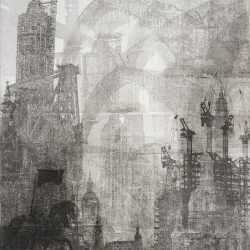 Print by Annemarie Petri: The city with the air bridges, available at Childs Gallery, Boston