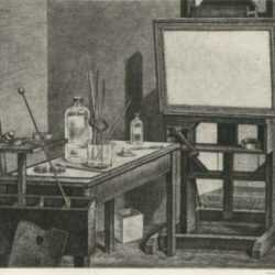 Print by Armin Landeck: Studio Interior No. 2, represented by Childs Gallery