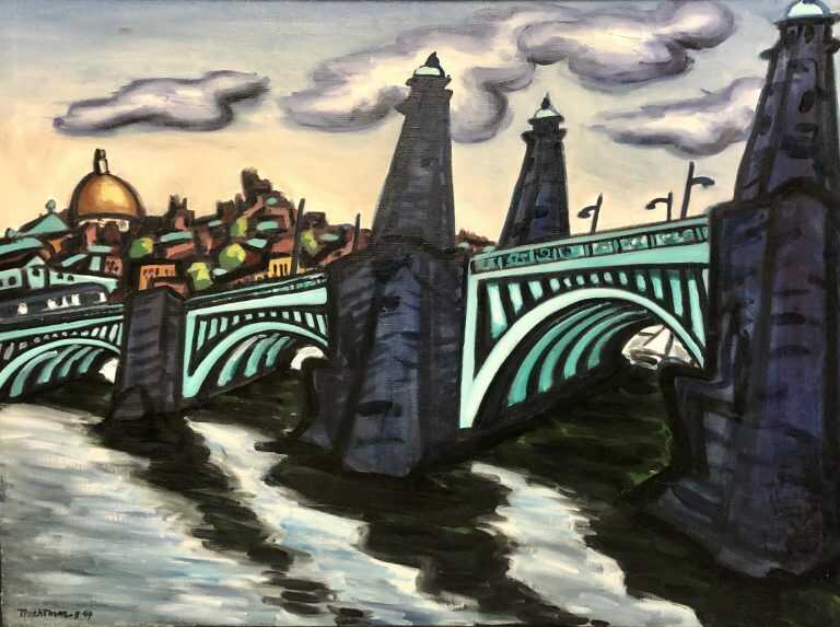 Painting by Arnold Trachtman: Longfellow Bridge, available at Childs Gallery, Boston