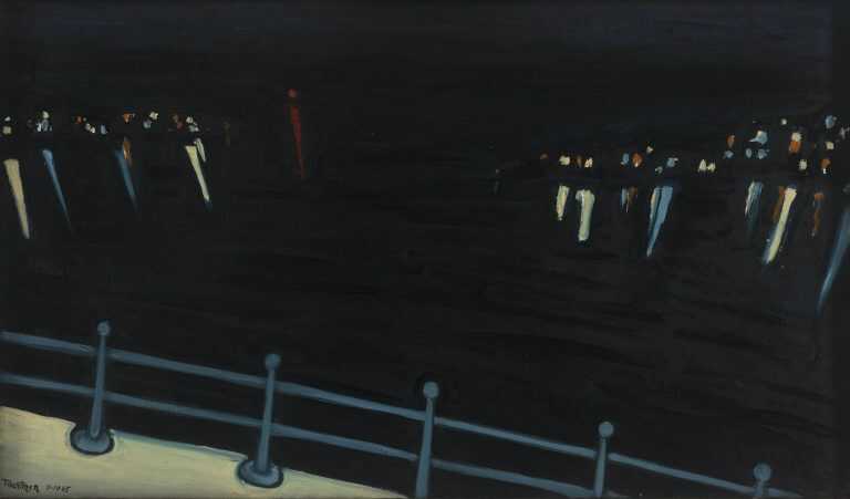 Painting by Arnold Trachtman: Night on the River, available at Childs Gallery, Boston