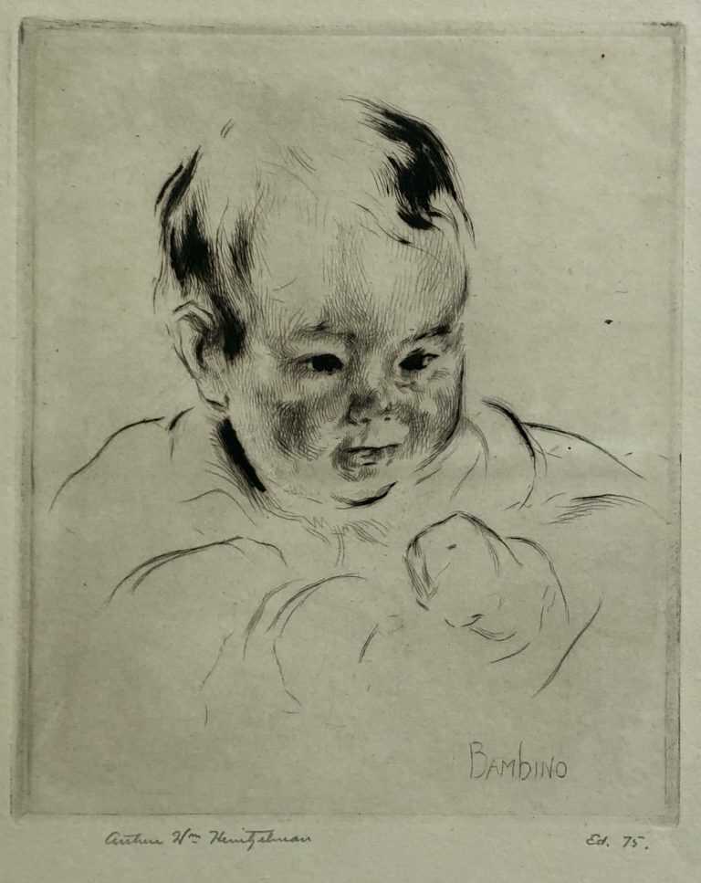Print by Arthur W. Heintzelman: Bambino, available at Childs Gallery, Boston