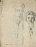 Drawing by Arthur B. Davies: As a Moon Uncloaked, represented by Childs Gallery