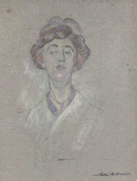 Drawing by Arthur B. Davies: Portrait of Mrs. Owen [Edna Potter], represented by Childs Gallery