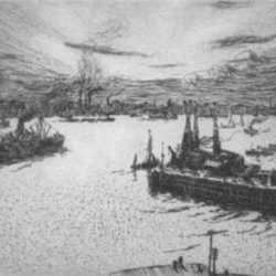Print by Arthur Briscoe: Gravesend Reach [Kent, England], represented by Childs Gallery