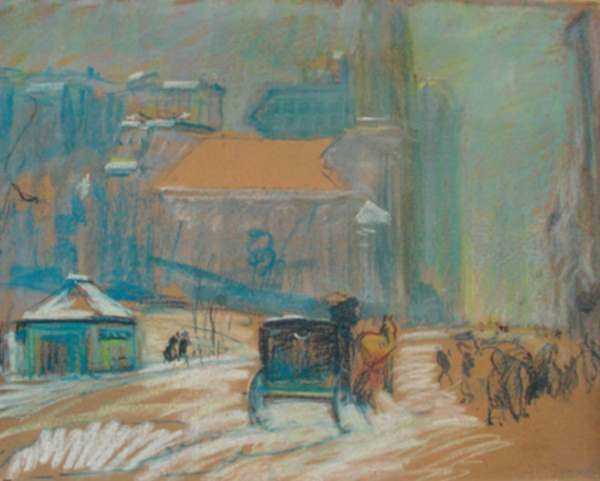 Pastel by Arthur Clifton Goodwin: Park Street Church [Boston, Massachusetts], represented by Childs Gallery