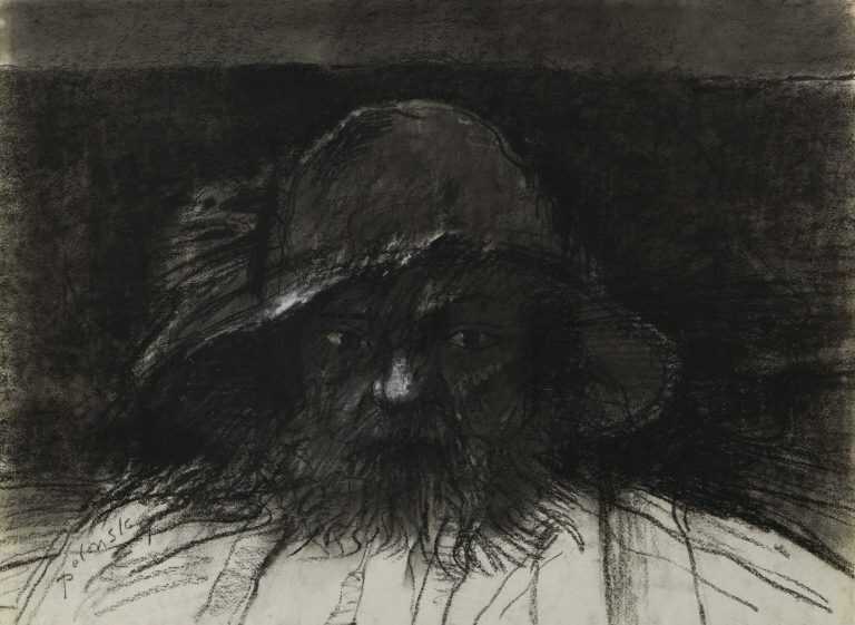 Drawing By Arthur Polonsky: Man In Hat At Childs Gallery