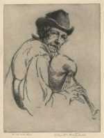 Print by Arthur W. Heintzelman: Strolling Musician of Gloucester, represented by Childs Gallery
