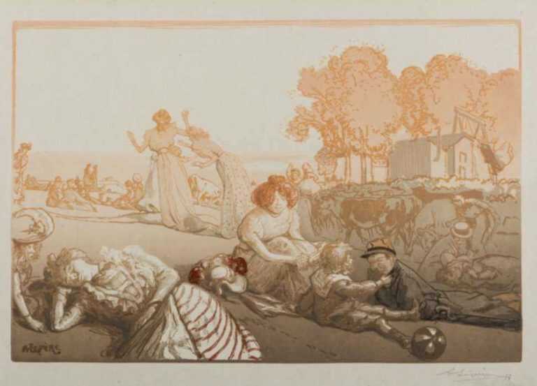 Print by Auguste Lepère: Bucolique Moderne, represented by Childs Gallery