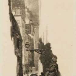 Print by Auguste Lepère: Rue Grenier-sur-lM-^REau, Paris, represented by Childs Gallery