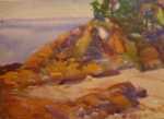 Watercolor by Beatrice Whitney Van Ness: Burnished Rocks [North Haven, Maine], represented by Childs Gallery