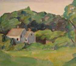 Watercolor by Beatrice Whitney Van Ness: Houses of North Haven, Maine, represented by Childs Gallery