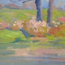 Painting by Beatrice Whitney Van Ness: Spring Bushes, represented by Childs Gallery