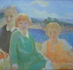 Painting by Beatrice Whitney Van Ness: Three Children, represented by Childs Gallery
