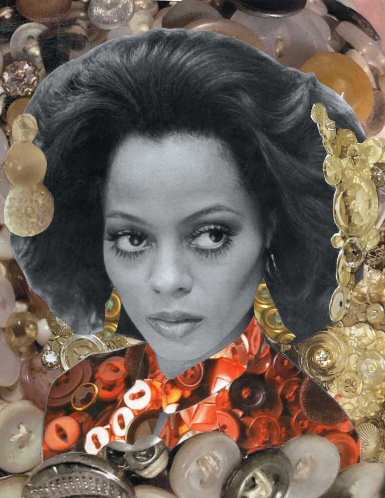 Collage by Beau McCall: Diva Worship: Diana Ross, available at Childs Gallery, Boston