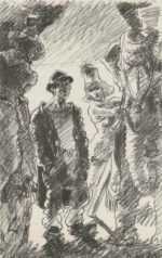 Print by Ben Messick: Circus People, represented by Childs Gallery